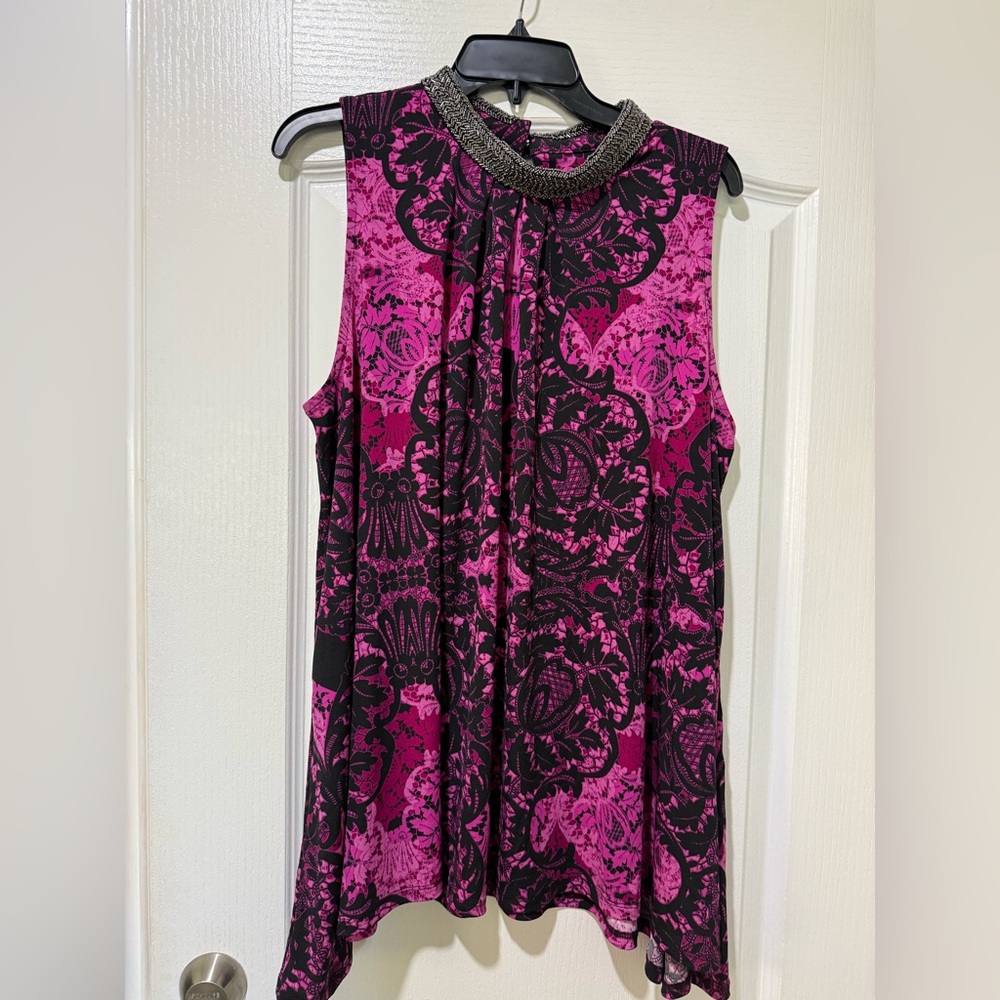 Alfani Beaded Neckline Sleeveless Top Size Xl (used) excellent condition Black